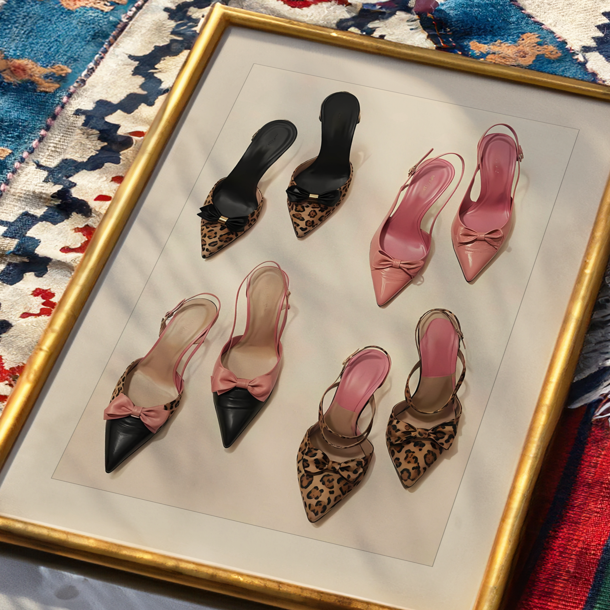 Retro Pink Leopard Heels Poster Prints | Girly Cheetah Wall Art