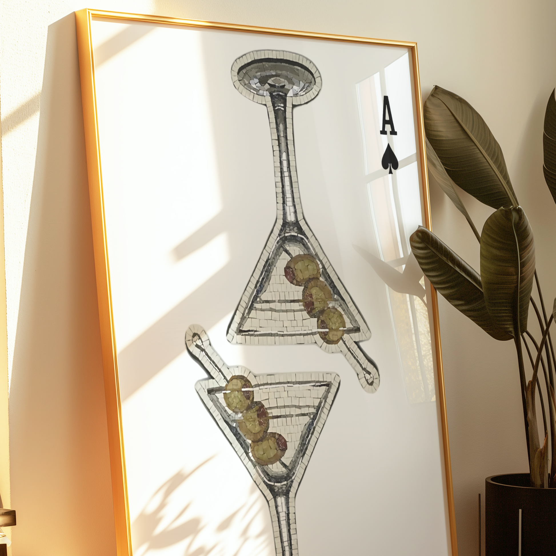 Retro Playing Card Poster Print | Girly Martini Cocktail Wall Art