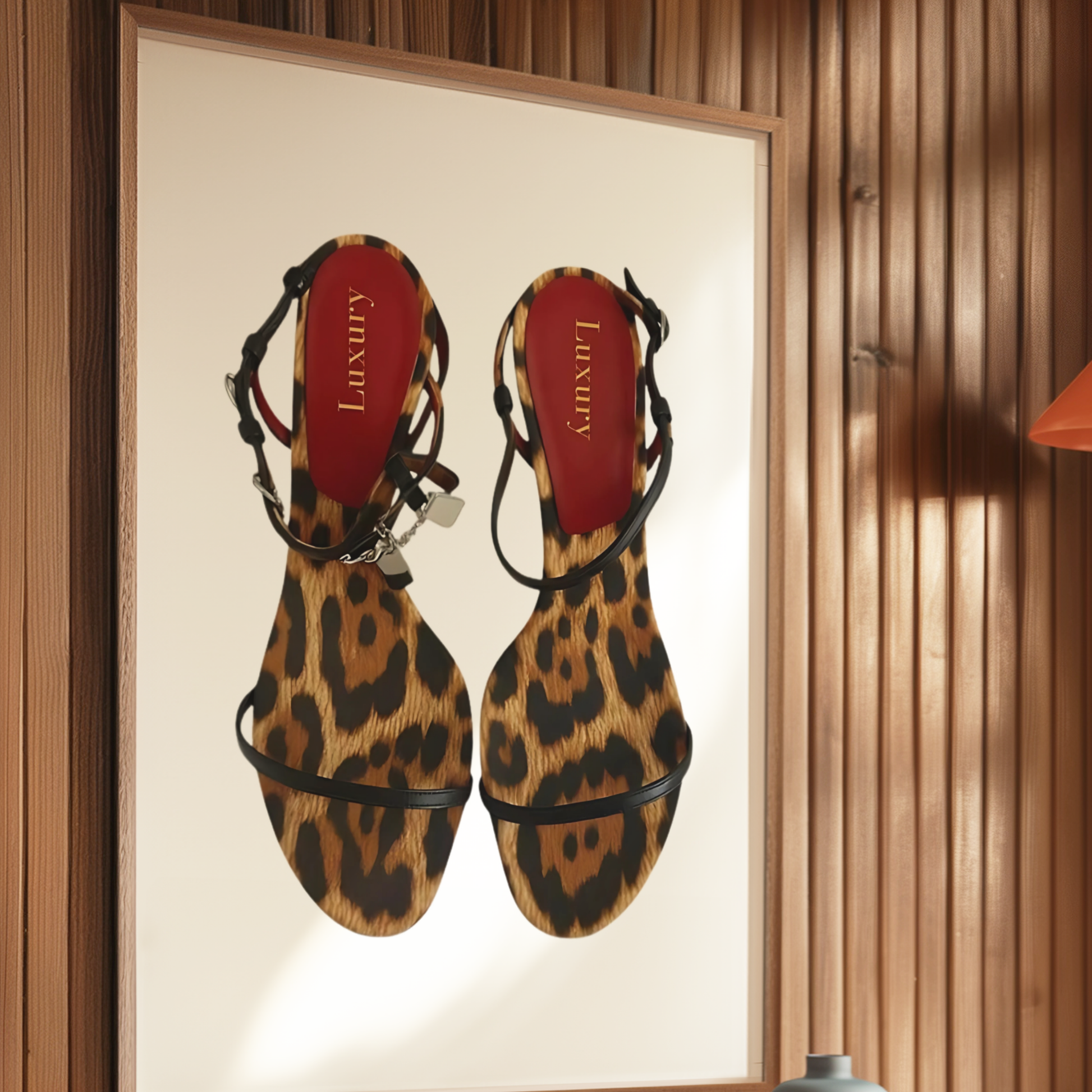 Retro Red Leopard Heels Poster Prints | Girly Cheetah Wall Art