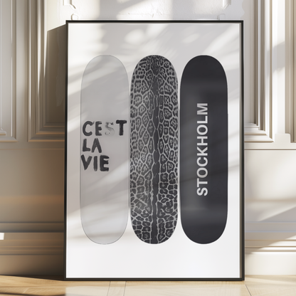 Stockholm Style Cool Black and White Cheetah Wall Art Set of 6 | Girly Y2k Fashion Poster | Trendy Aesthetic Prints for Bedroom Decor