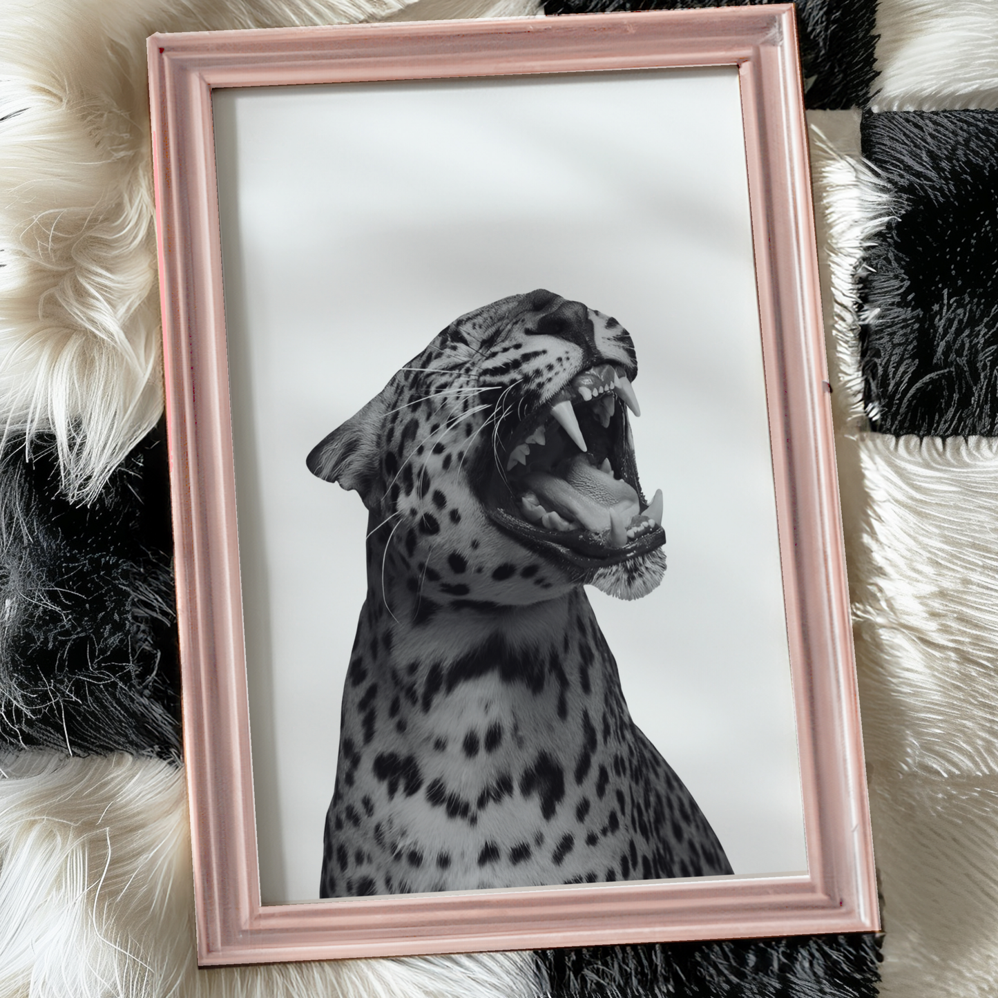 Stockholm Style Cool Black and White Cheetah Wall Art Set of 6 | Girly Y2k Fashion Poster | Trendy Aesthetic Prints for Bedroom Decor