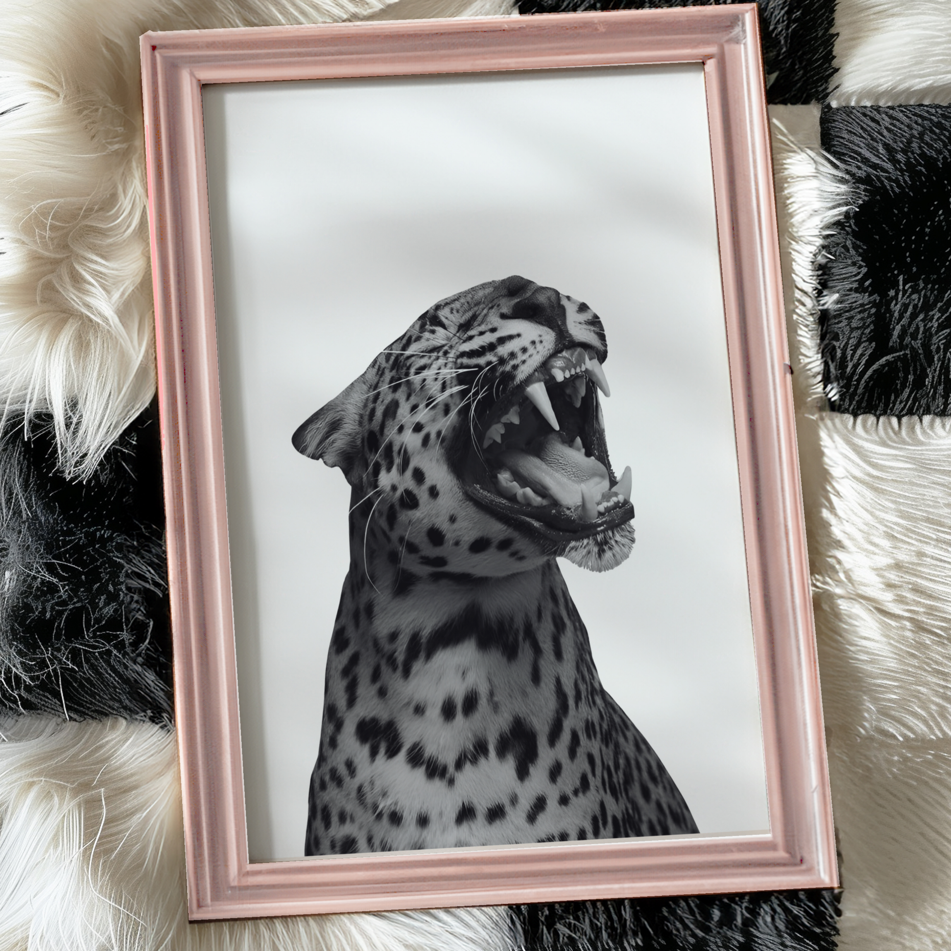 Stockholm Style Cool Black and White Cheetah Wall Art Set of 6 | Girly Y2k Fashion Poster | Trendy Aesthetic Prints for Bedroom Decor