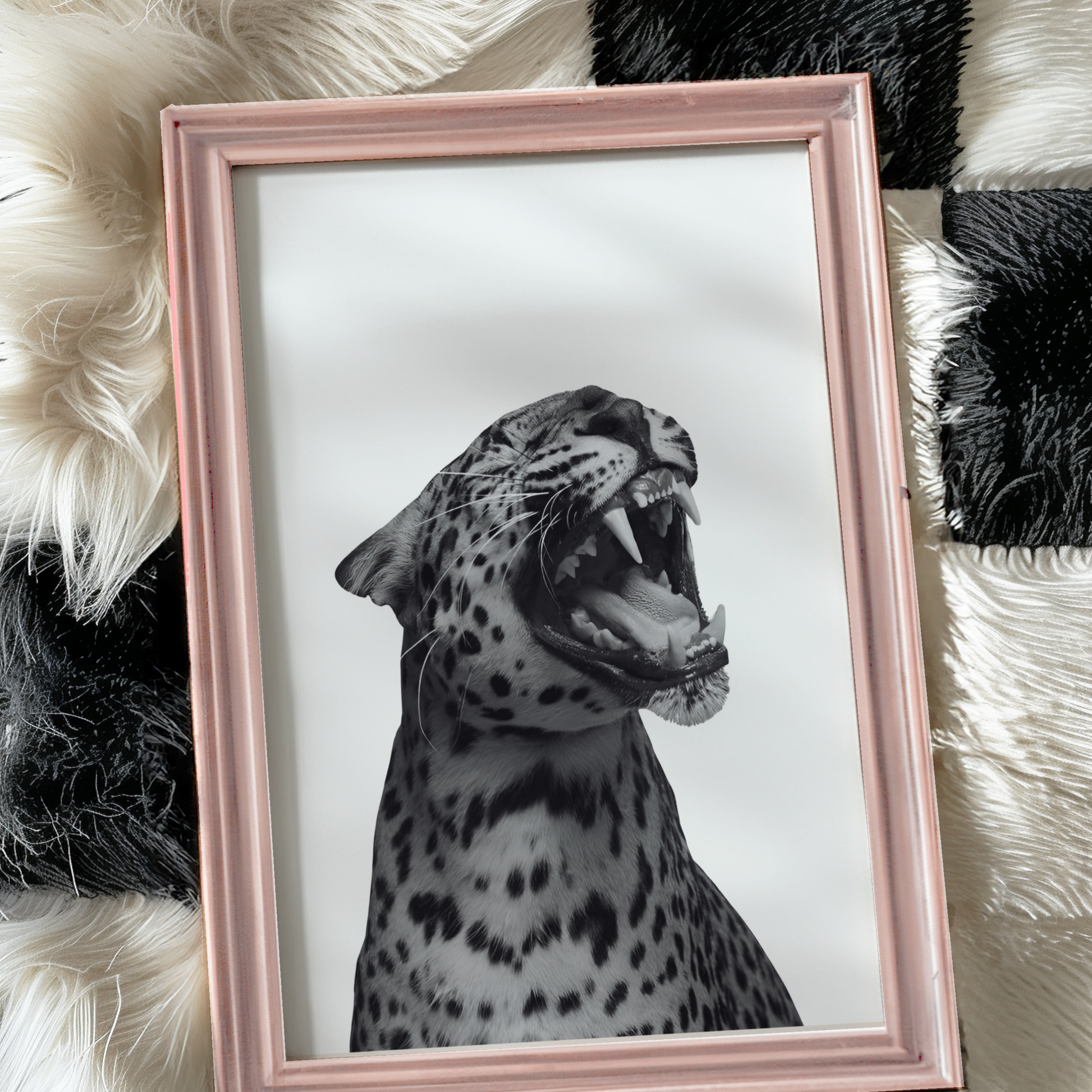 Stockholm Style Retro Cheetah Poster Print | Girly Black & White Tiger Wall Art