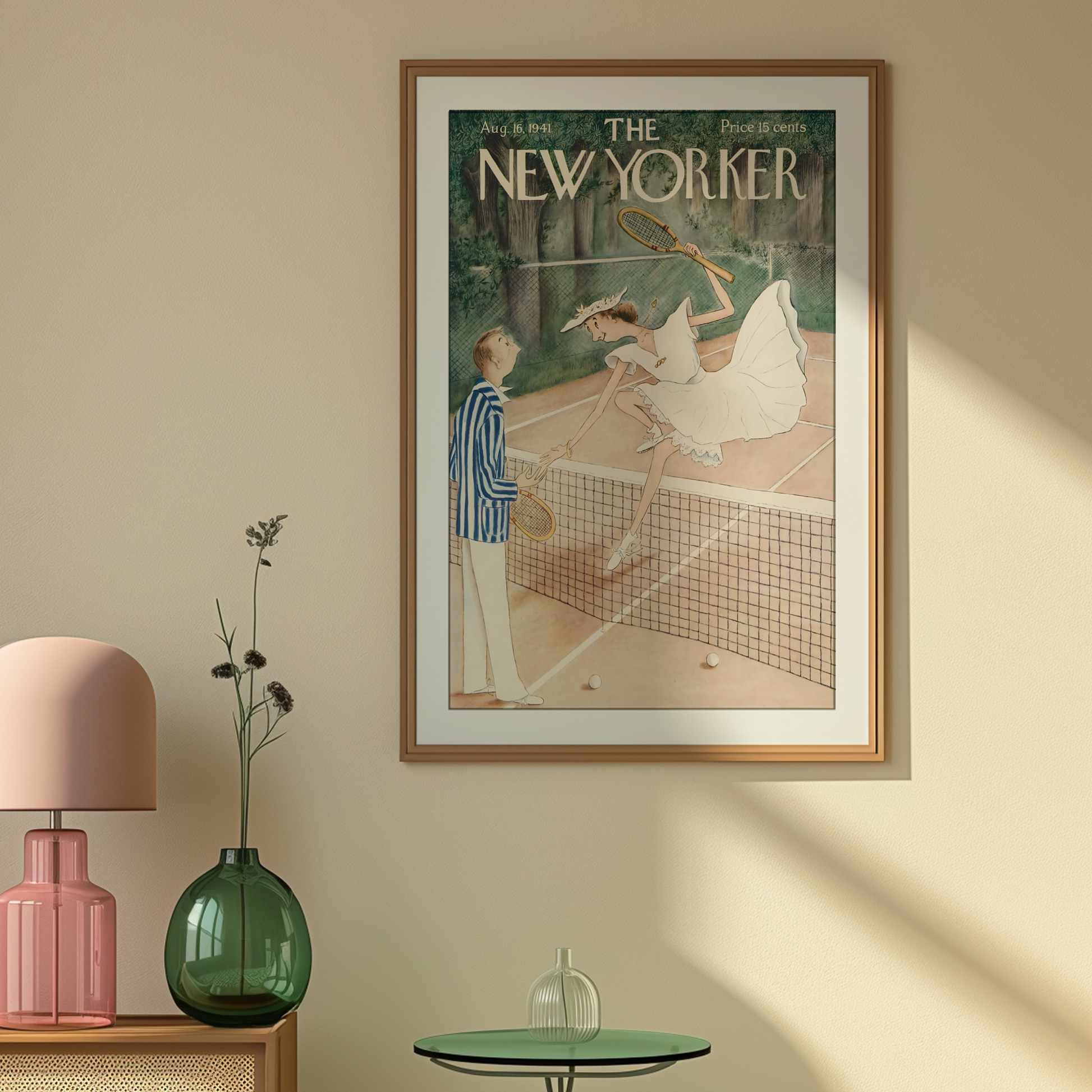The New Yorker Magazine Cover Print August 16 1941 Issue | Retro Tennis Wall Art Poster for Vintage Sports Decor
