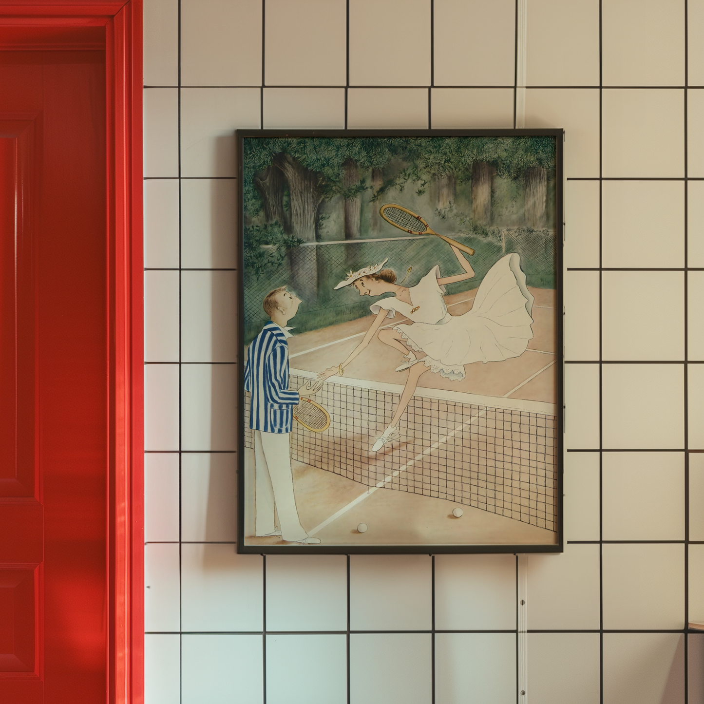 The New Yorker Magazine Cover Print August 16 1941 Issue | Retro Tennis Wall Art Poster for Vintage Sports Decor