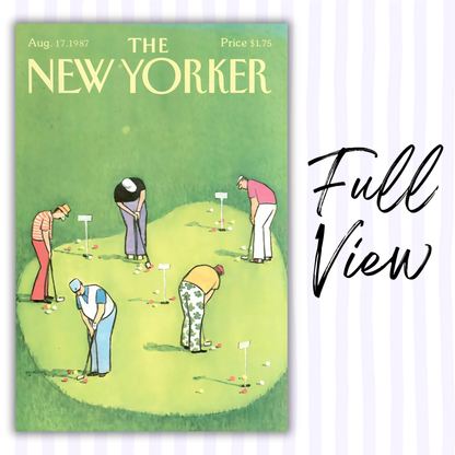 The New Yorker Magazine Cover Print August 17 1987 Issue | Trendy Vintage Golf Wall Art Poster for Dorm Apartment Teen Girl Bedroom Decor