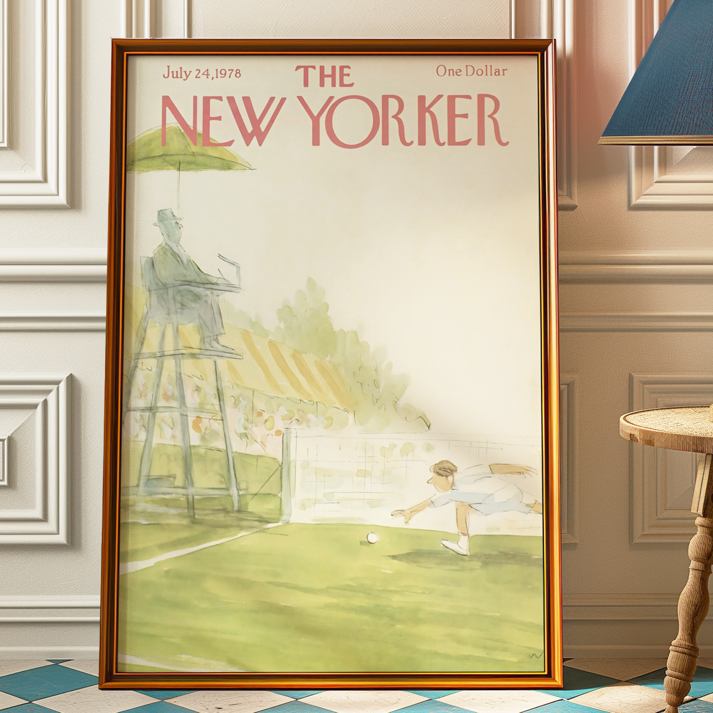 The New Yorker Magazine Cover Print July 24 1978 Issue | Retro Tennis Wall Art Poster for Vintage Sports Decor
