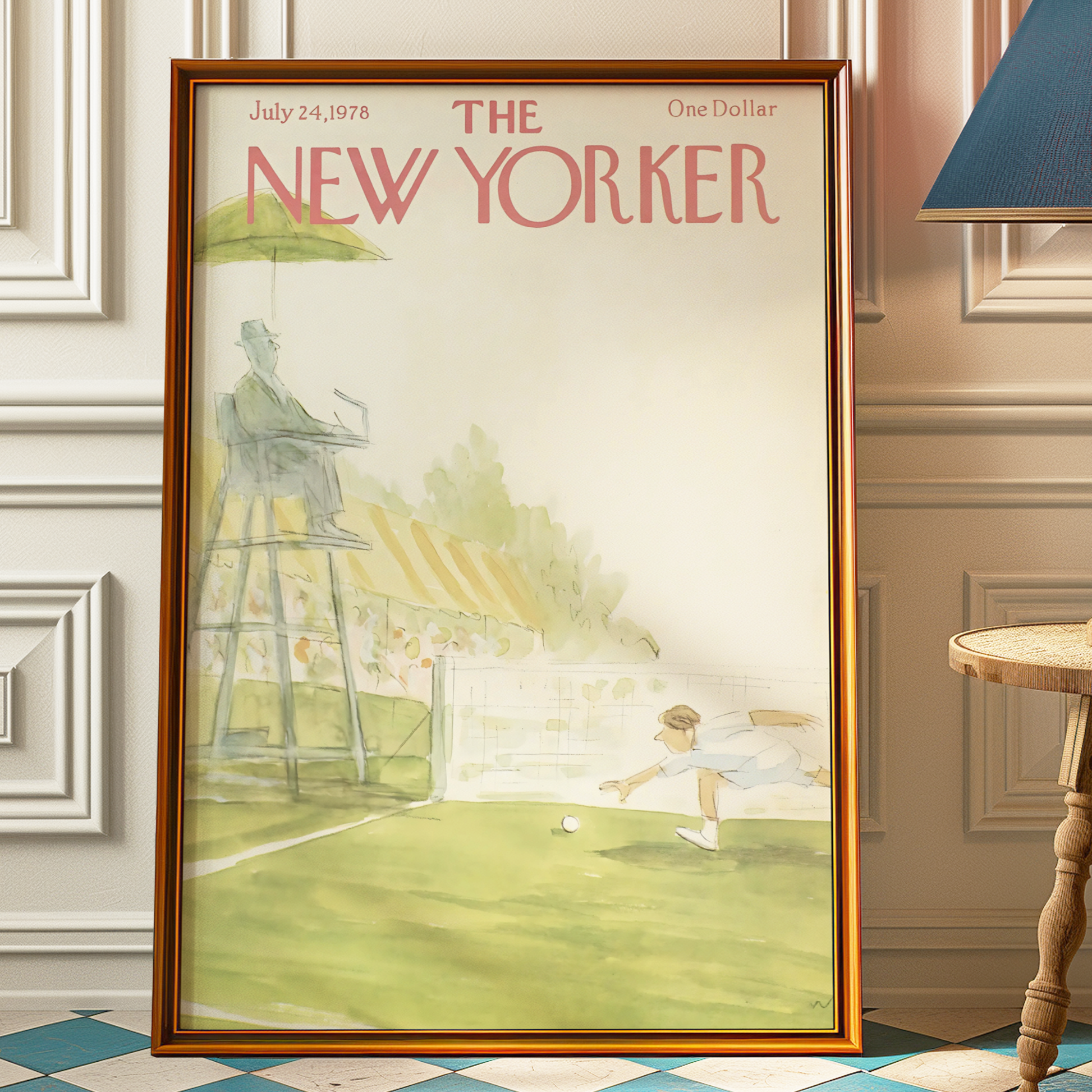 The New Yorker Magazine Cover Print July 24 1978 Issue | Retro Tennis Wall Art Poster for Vintage Sports Decor