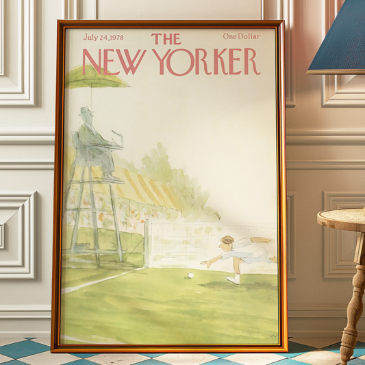 The New Yorker Magazine Cover Print July 24 1978 Issue | Retro Tennis Wall Art Poster for Vintage Sports Decor