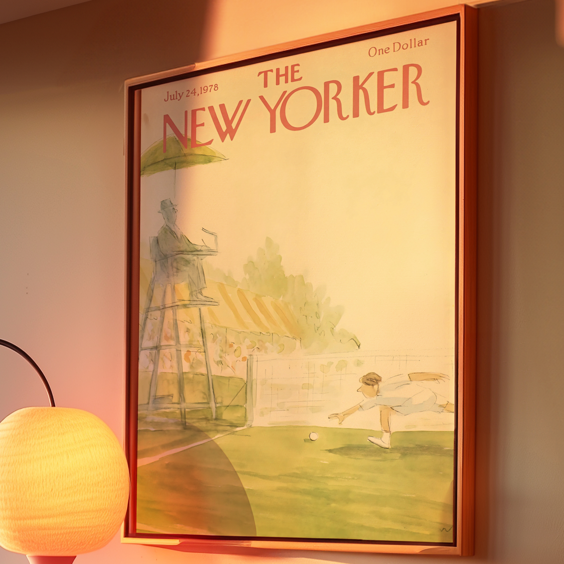 The New Yorker Magazine Cover Print July 24 1978 Issue | Retro Tennis Wall Art Poster for Vintage Sports Decor