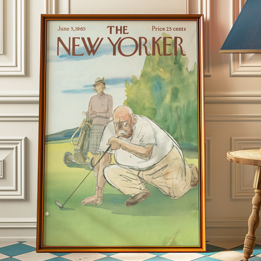 The New Yorker Magazine Cover Print June 5 1965 Issue | Trendy Vintage Golf Wall Art Poster for Dorm Apartment Teen Girl Bedroom Decor