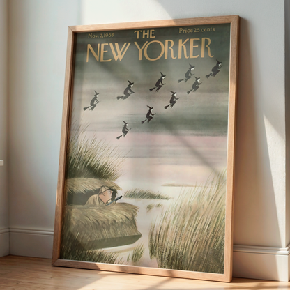 The New Yorker Magazine Cover Print November 2 1963 Issue | Retro Fall Halloween Ghosts Wall Art Poster for Vintage Farmhouse Bedroom Decor