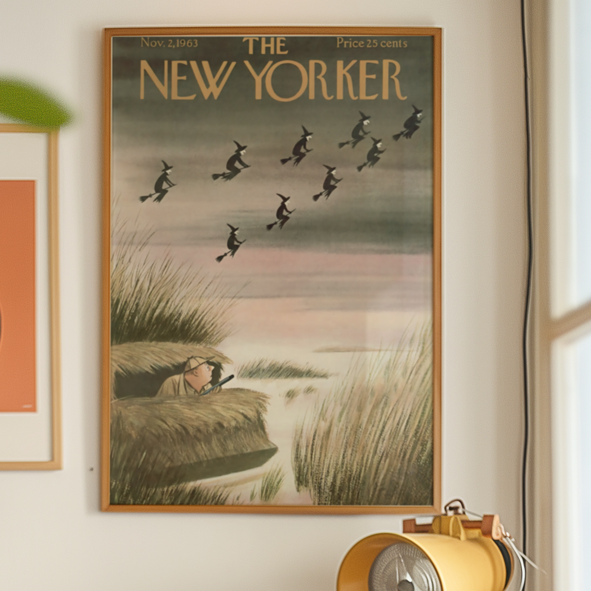 The New Yorker Magazine Cover Print November 2 1963 Issue | Retro Fall Halloween Ghosts Wall Art Poster for Vintage Farmhouse Bedroom Decor