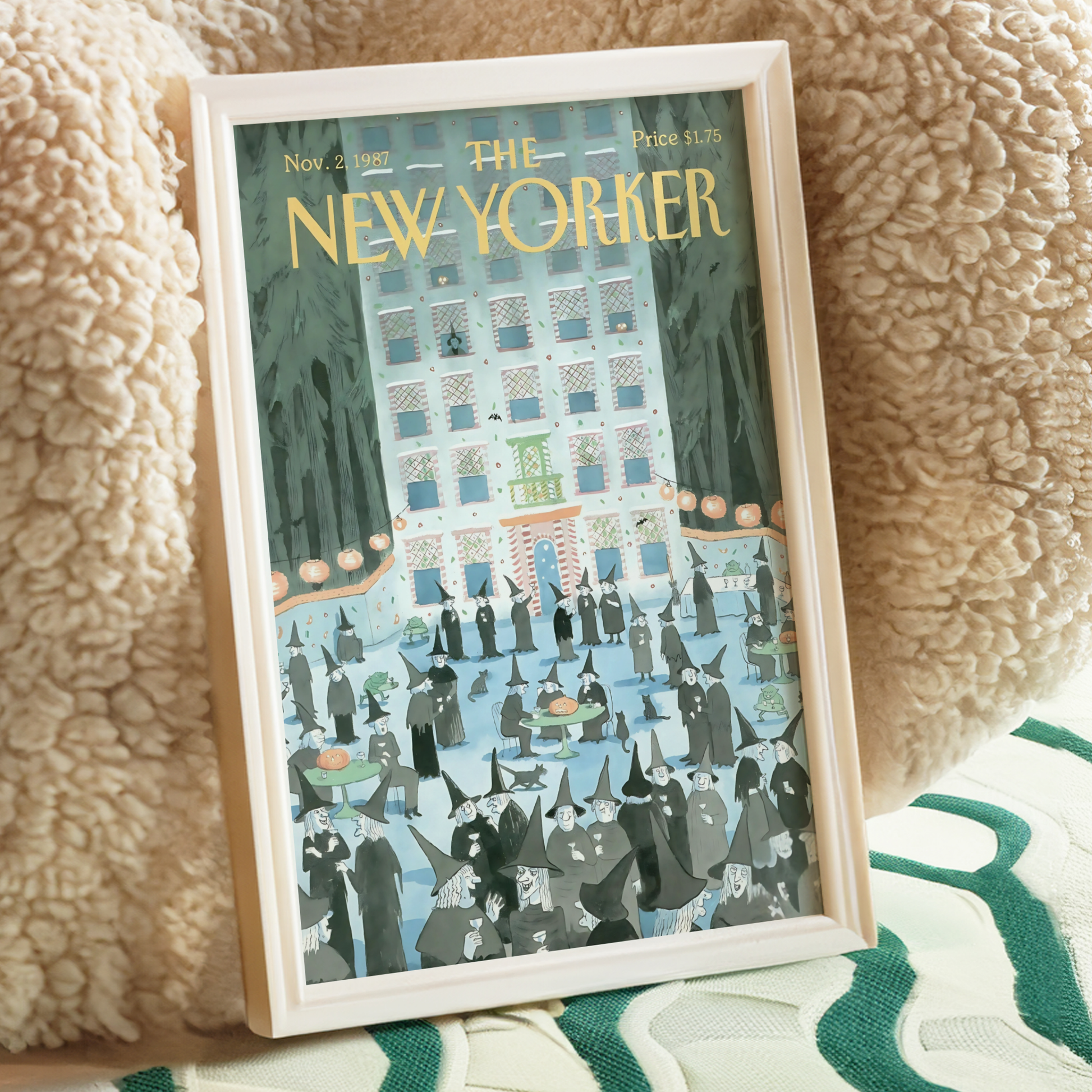 The New Yorker Magazine Cover Print November 2 1987 Issue | Retro Fall Halloween Witch Wall Art Poster for Vintage Farmhouse Bedroom Decor