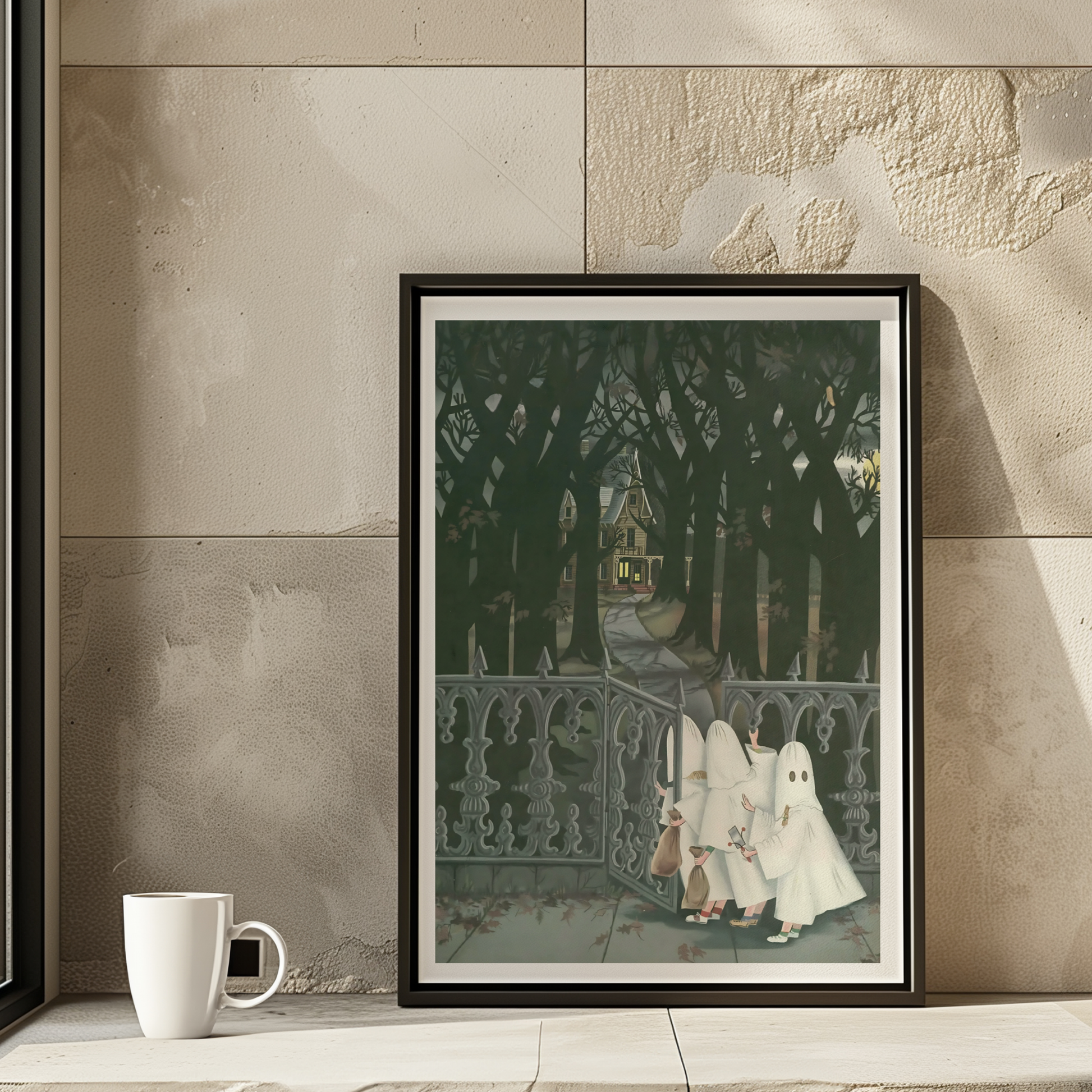 The New Yorker Magazine Cover Print October 27 1945 Issue | Retro Fall Halloween Ghosts Wall Art Poster for Vintage Farmhouse Bedroom Decor