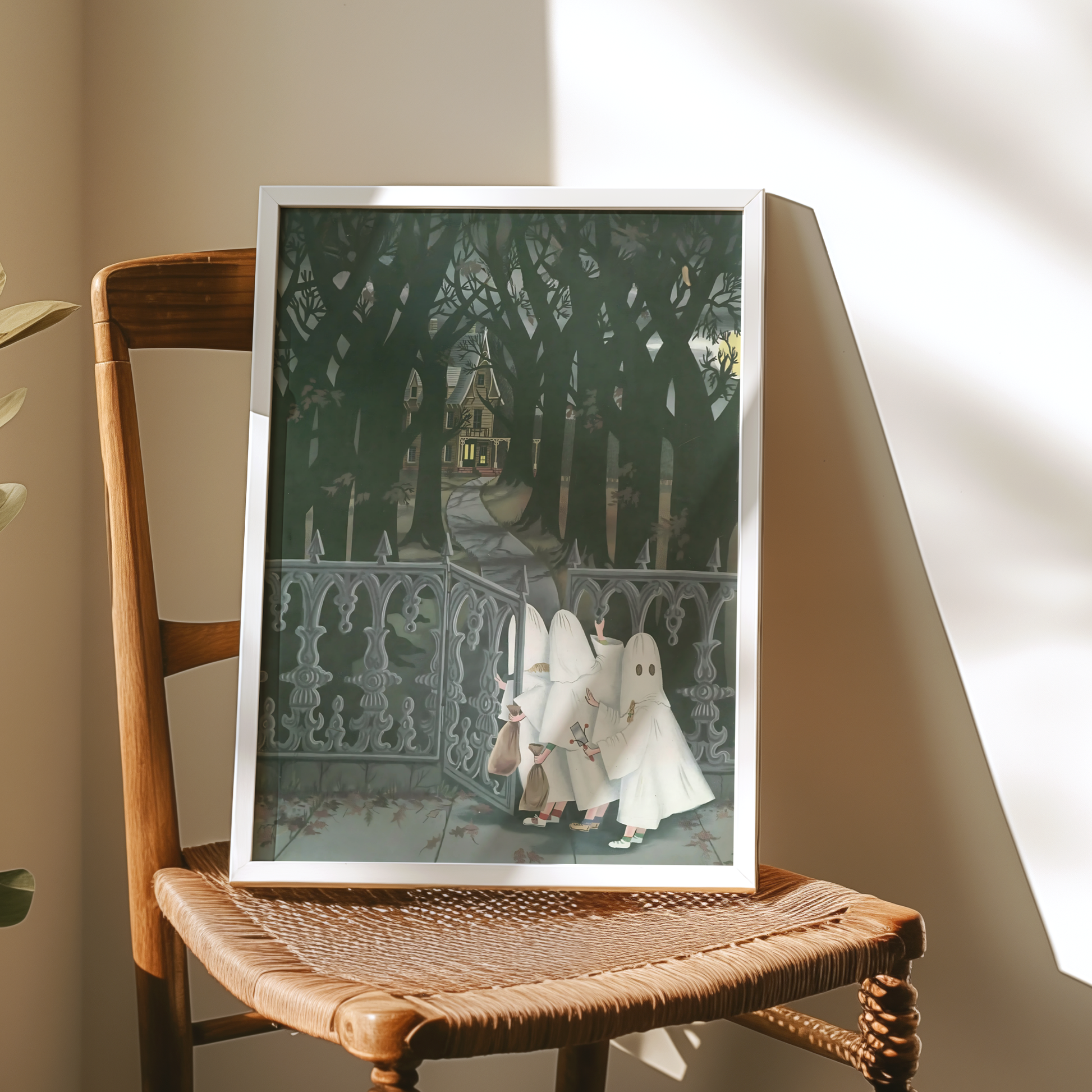 The New Yorker Magazine Cover Print October 27 1945 Issue | Retro Fall Halloween Ghosts Wall Art Poster for Vintage Farmhouse Bedroom Decor