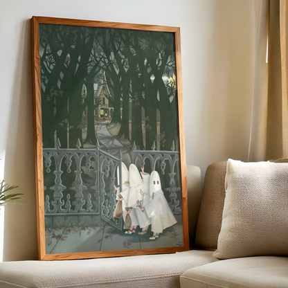 The New Yorker Magazine Cover Print October 27 1945 Issue | Retro Fall Halloween Ghosts Wall Art Poster for Vintage Farmhouse Bedroom Decor