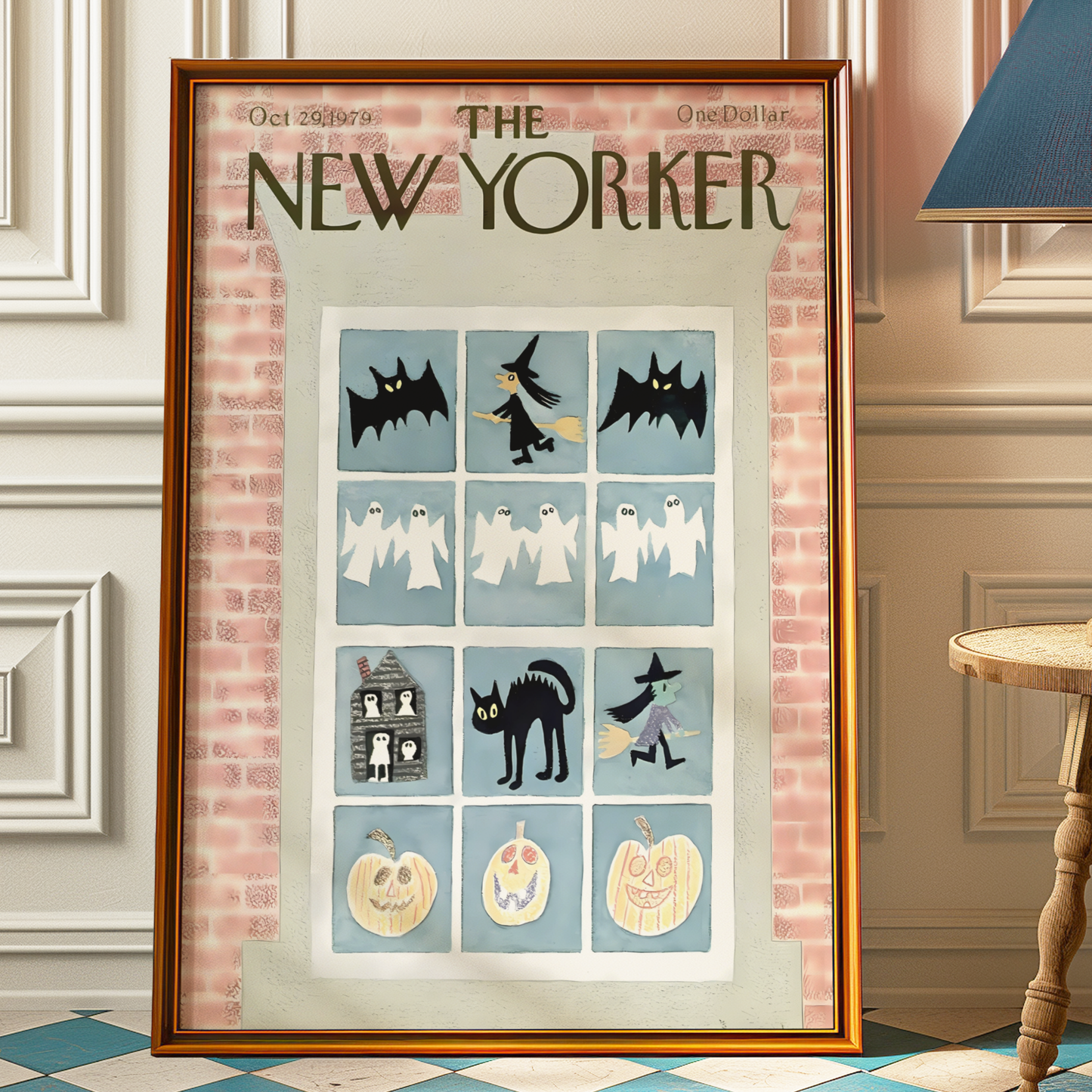 The New Yorker Magazine Cover Print October 29 1979 Issue | Retro Fall Halloween Ghosts Wall Art Poster for Vintage Farmhouse Bedroom Decor