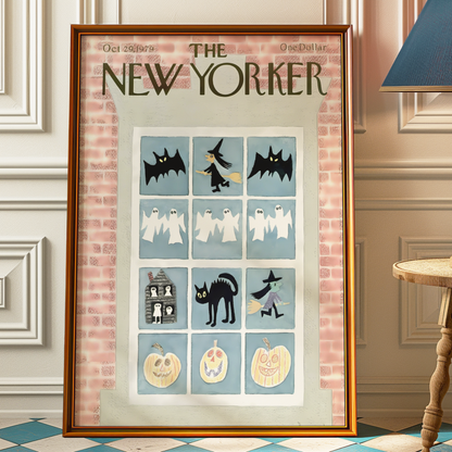 The New Yorker Magazine Cover Print October 29 1979 Issue | Retro Fall Halloween Ghosts Wall Art Poster for Vintage Farmhouse Bedroom Decor