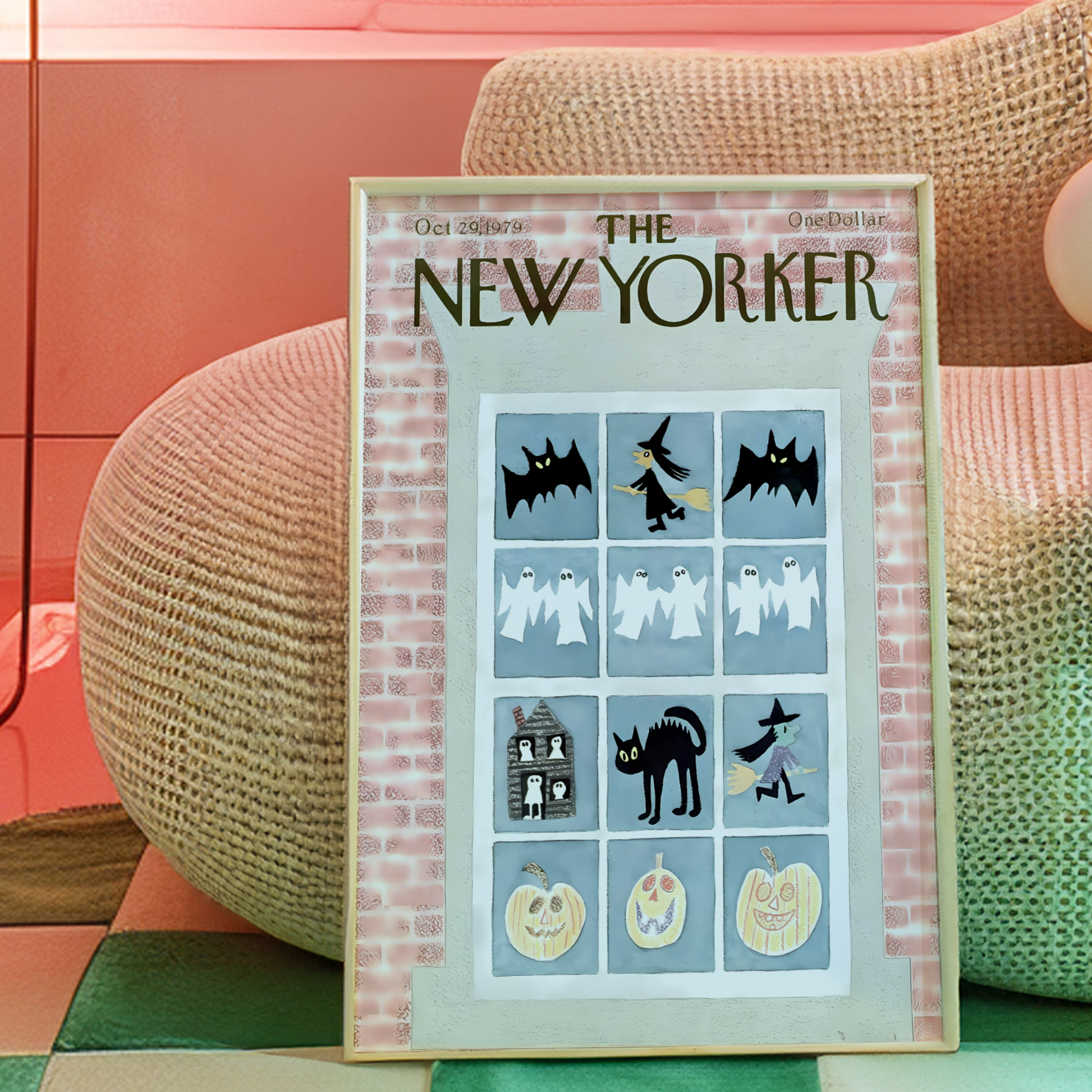 The New Yorker Magazine Cover Print October 29 1979 Issue | Retro Fall Halloween Ghosts Wall Art Poster for Vintage Farmhouse Bedroom Decor