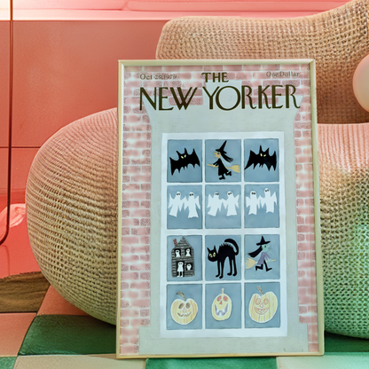 The New Yorker Magazine Cover Print October 29 1979 Issue | Retro Fall Halloween Ghosts Wall Art Poster for Vintage Farmhouse Bedroom Decor