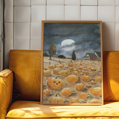The New Yorker Magazine Cover Print October 30 1989 Issue | Retro Fall Halloween Pumpkin Wall Art Poster for Vintage Farmhouse Bedroom Decor