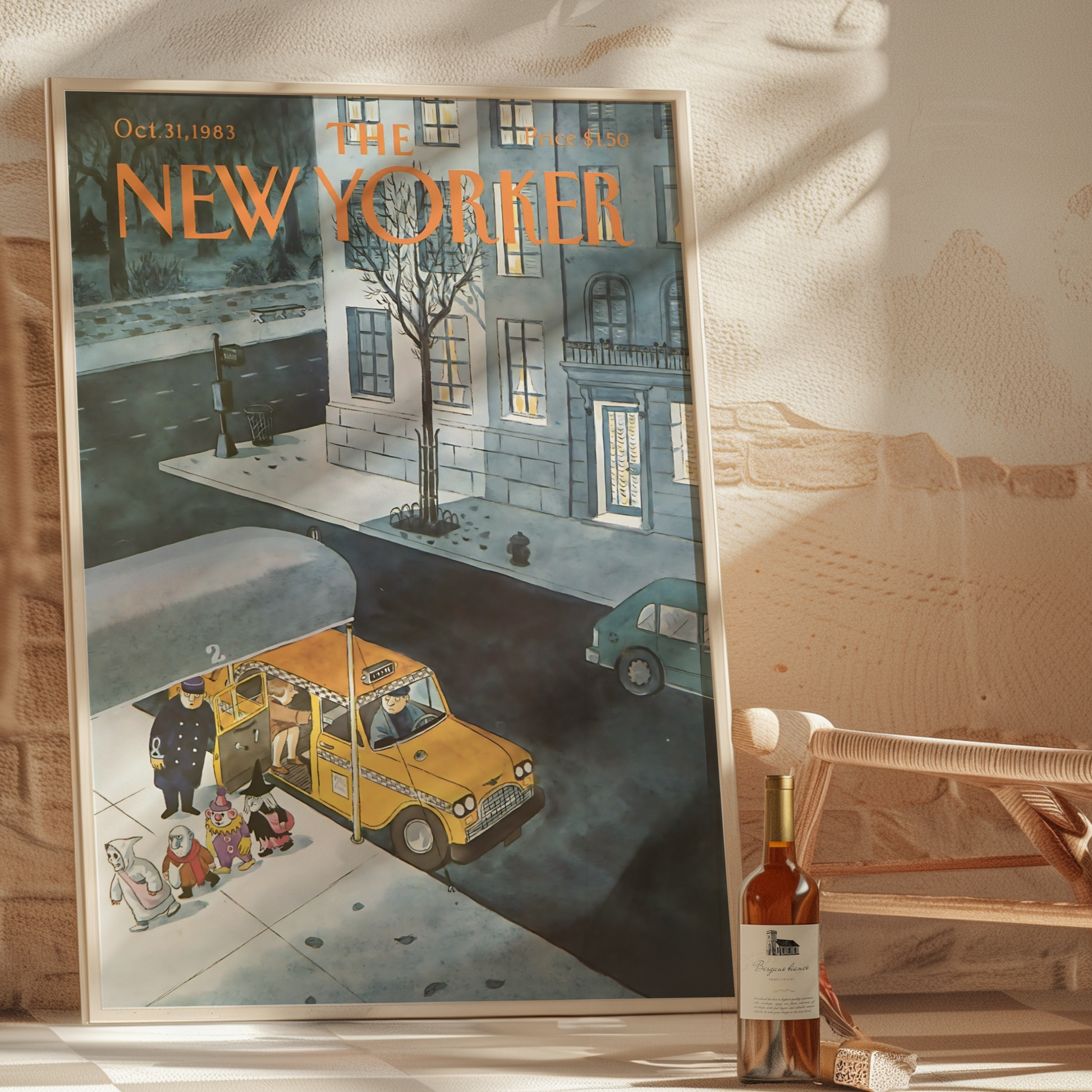 The New Yorker Magazine Cover Print October 31 1983 Issue | Retro Fall Halloween Ghosts Wall Art Poster for Vintage Farmhouse Bedroom Decor