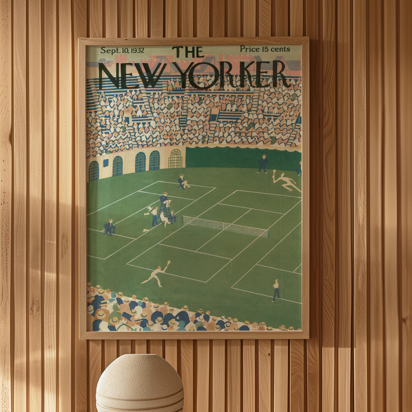 The New Yorker Magazine Cover Print September 10 1932 Issue | Retro Tennis Wall Art Poster for Vintage Green Sports Decor