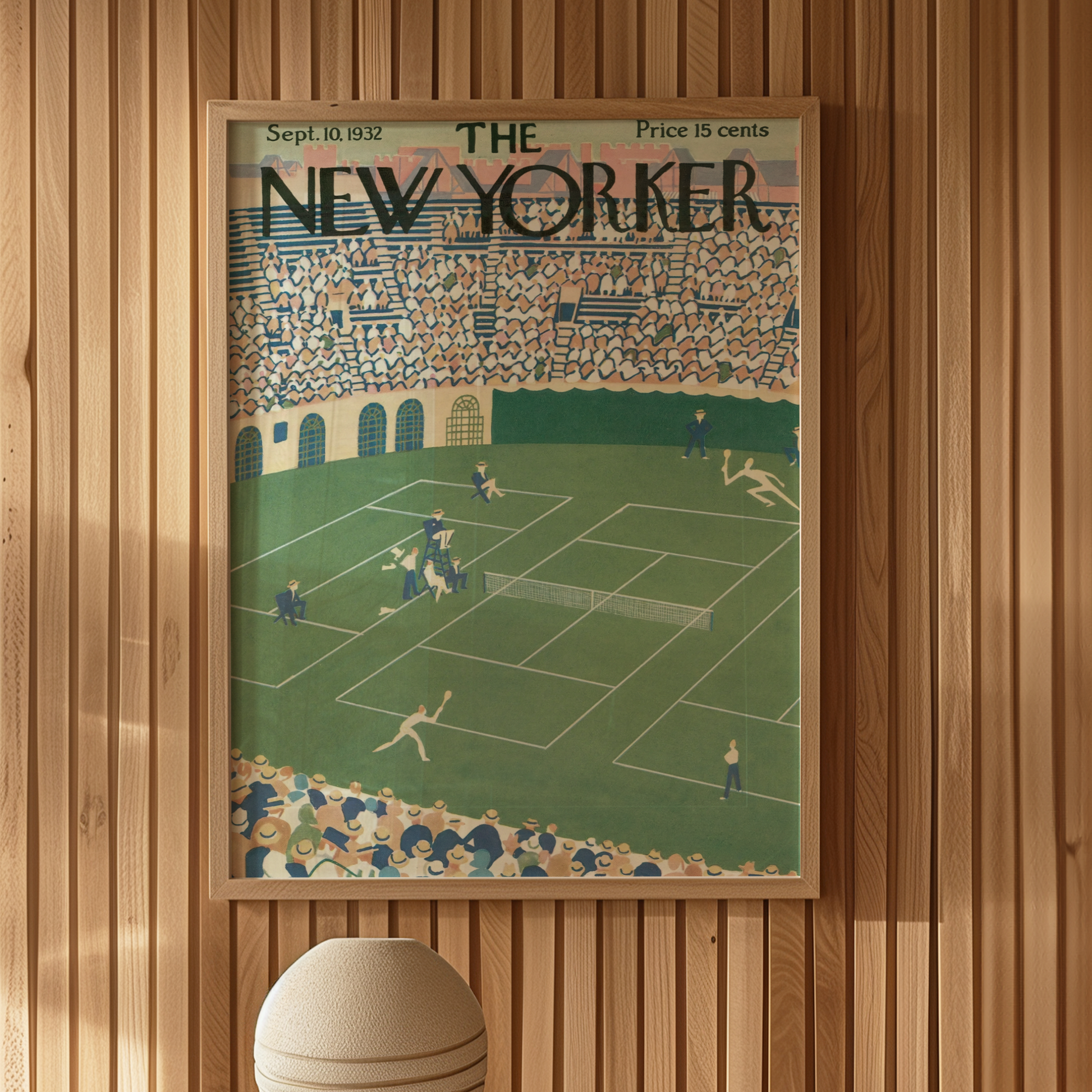 The New Yorker Magazine Cover Print September 10 1932 Issue | Retro Tennis Wall Art Poster for Vintage Green Sports Decor