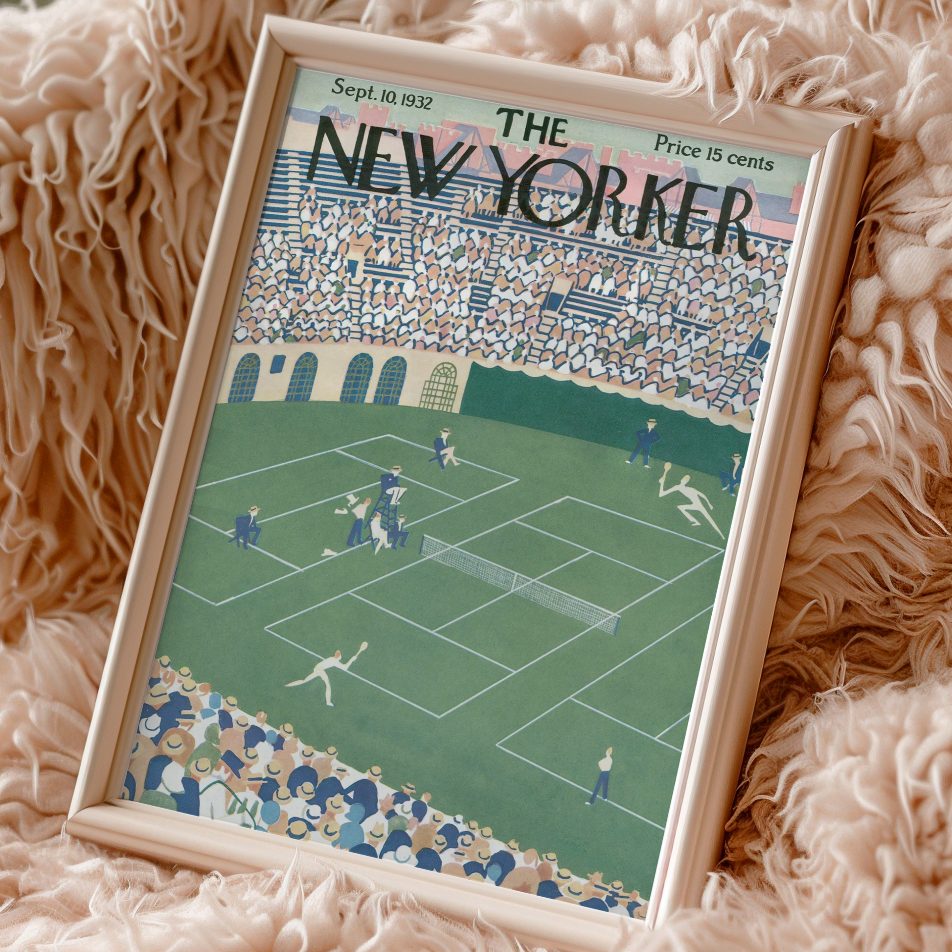 The New Yorker Magazine Cover Print September 10 1932 Issue | Retro Tennis Wall Art Poster for Vintage Green Sports Decor