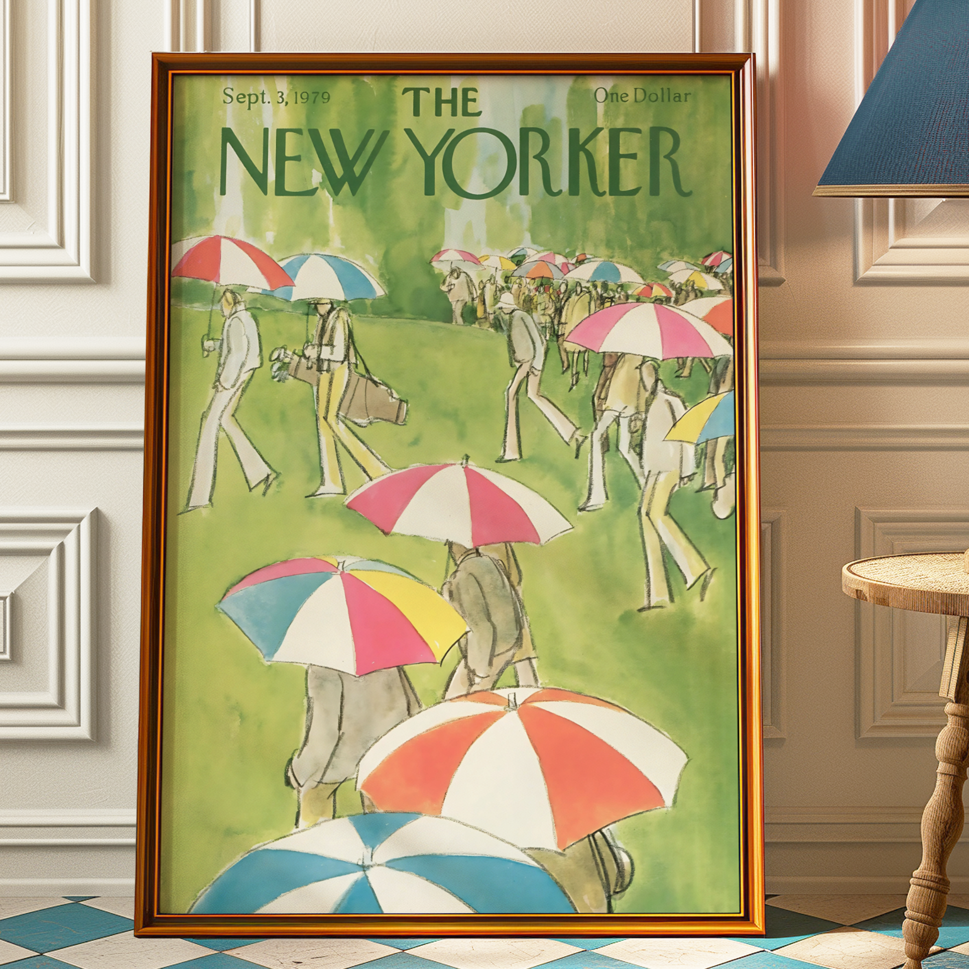 The New Yorker Magazine Cover Print September 3 1979 Issue | Trendy Vintage Golf Wall Art Poster for Dorm Apartment Teen Girl Bedroom Decor