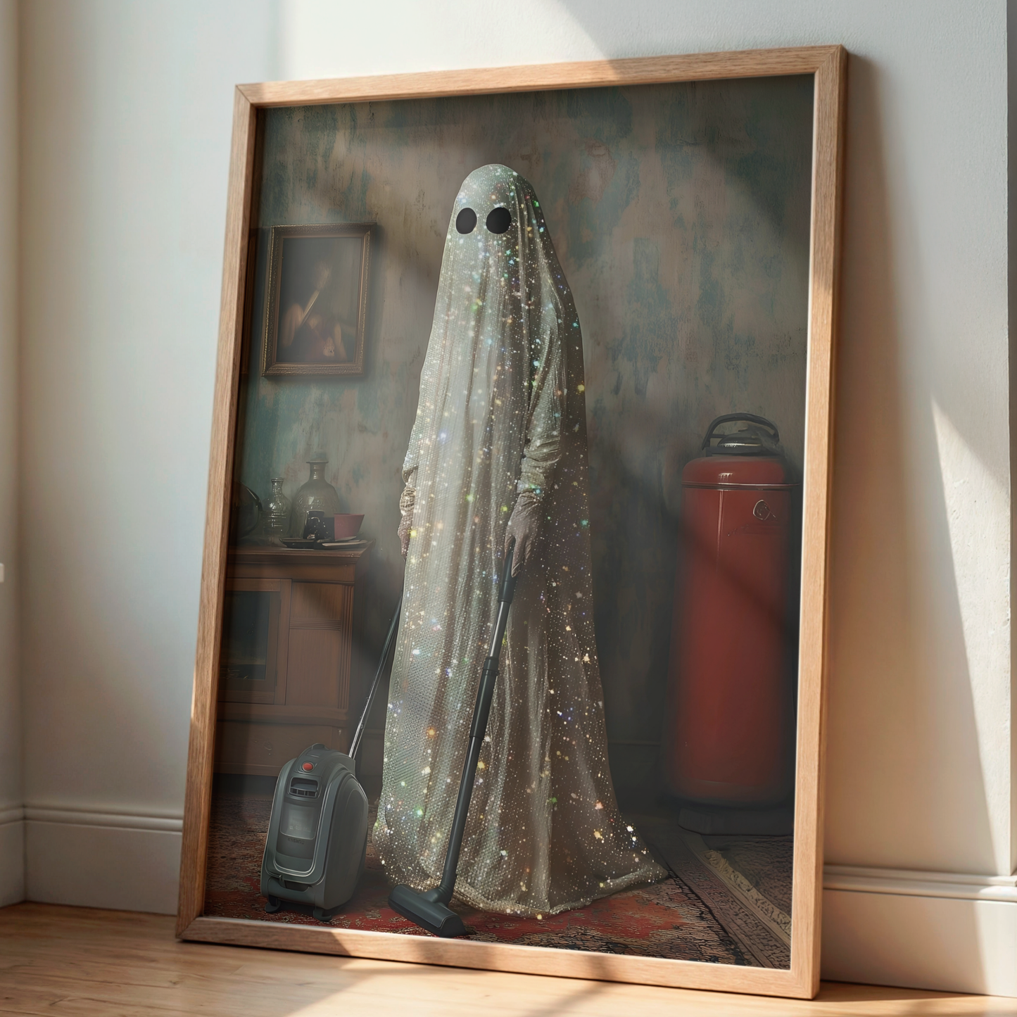 Vintage Funny Ghost Digital Print | Spooky Halloween Fall Printable Photography Poster | Maximalist Wall Art for Grunge Room Decor