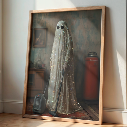 Vintage Funny Ghost Digital Print | Spooky Halloween Fall Printable Photography Poster | Maximalist Wall Art for Grunge Room Decor