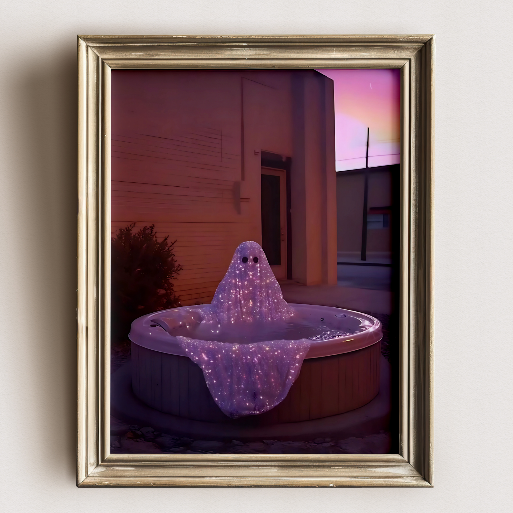 Vintage Halloween Ghost Digital Print | Spooky Summerween Fall Printable Photography Poster | Maximalist Wall Art for Grunge Room Decor