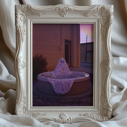 Vintage Halloween Ghost Digital Print | Spooky Summerween Fall Printable Photography Poster | Maximalist Wall Art for Grunge Room Decor