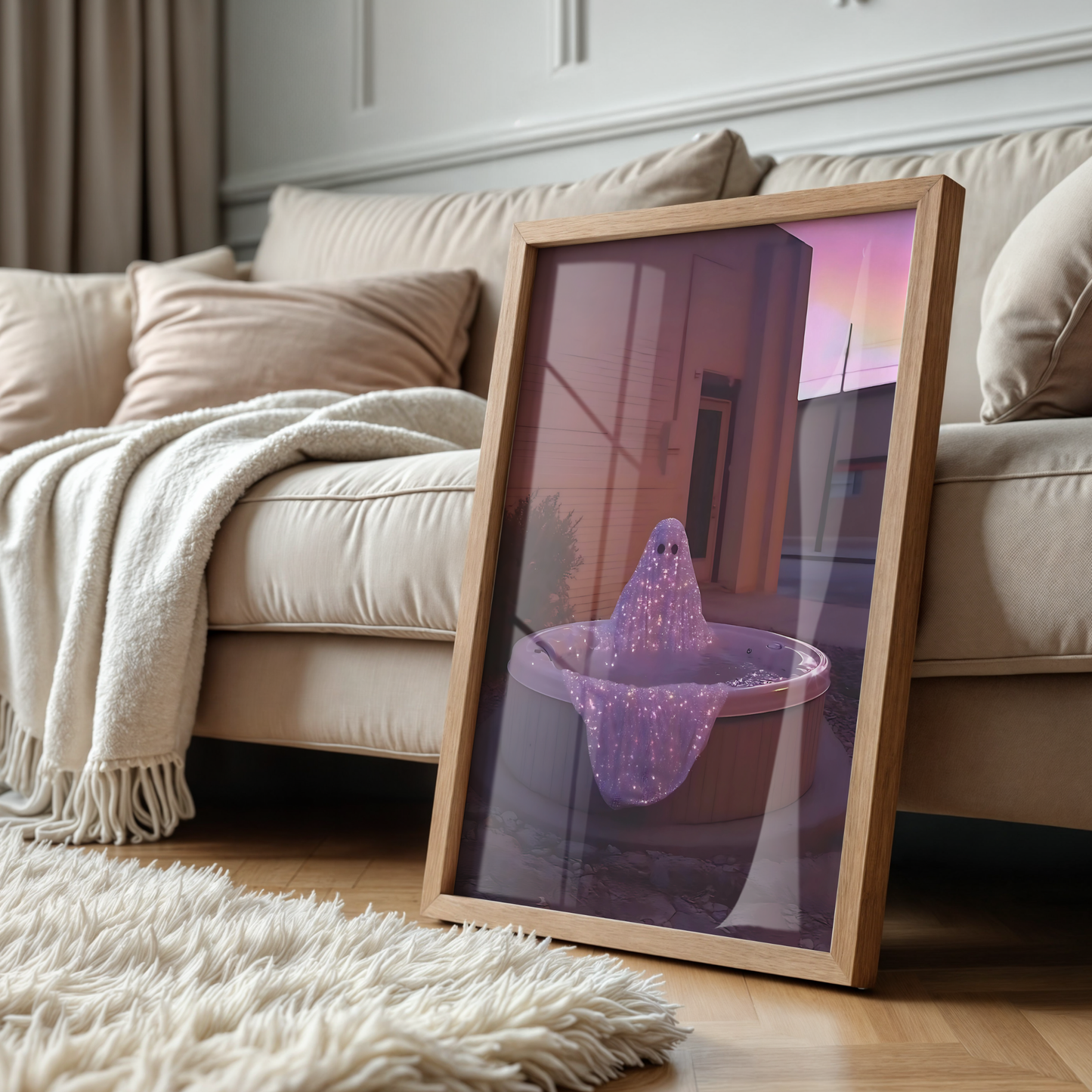 Vintage Halloween Ghost Digital Print | Spooky Summerween Fall Printable Photography Poster | Maximalist Wall Art for Grunge Room Decor