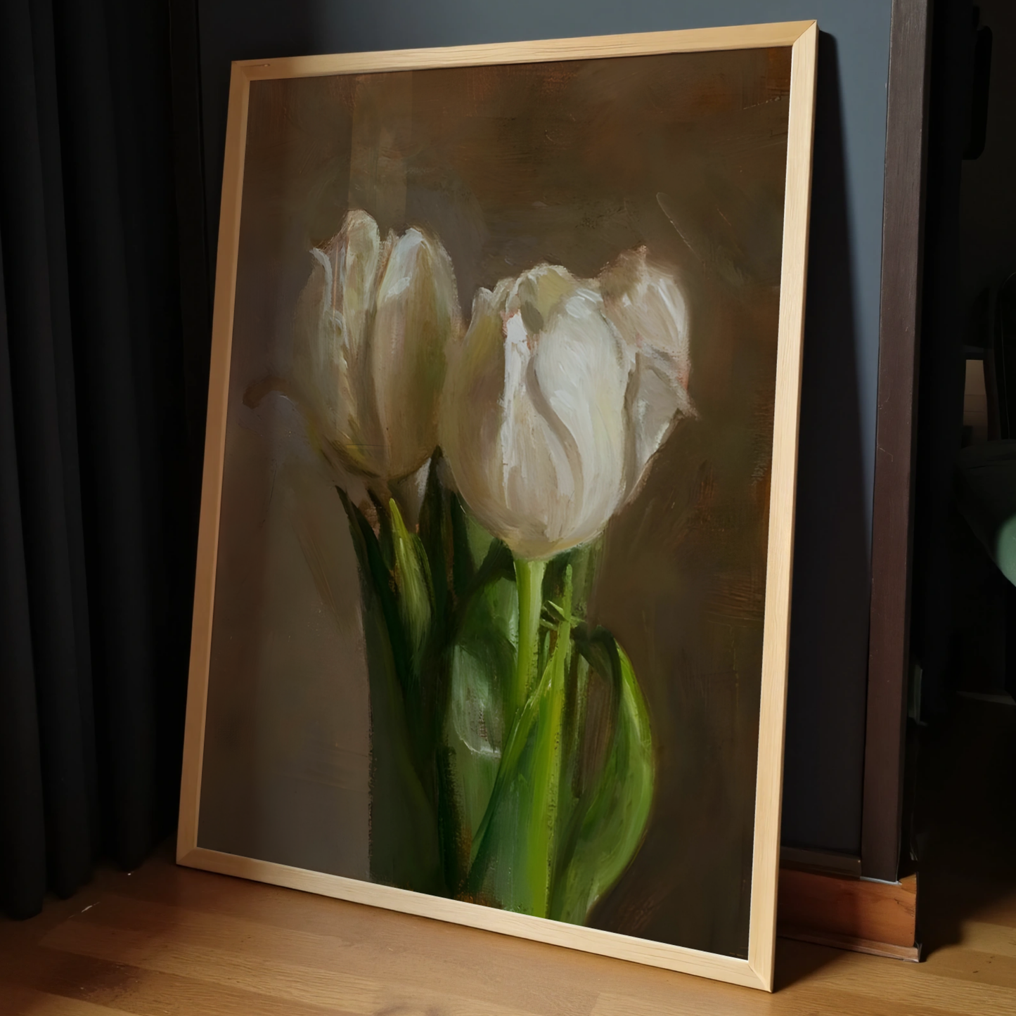 Vintage White Tulip Botanical Digital Prints | Grandmillenial Floral Painting | Modern Southern Wall Art | Printable Flowers Wall Decor