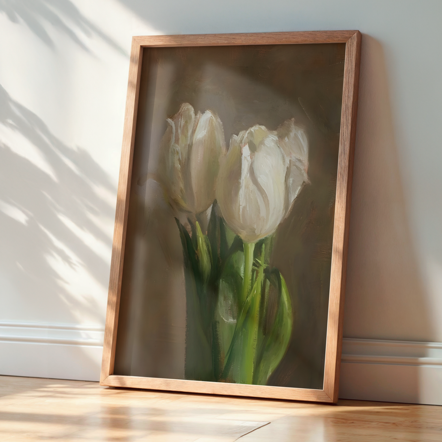 Vintage White Tulip Botanical Digital Prints | Grandmillenial Floral Painting | Modern Southern Wall Art | Printable Flowers Wall Decor