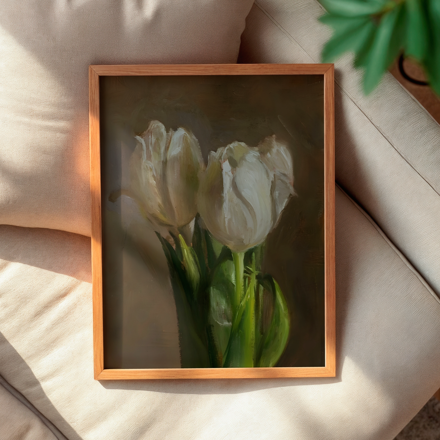 Vintage White Tulip Botanical Digital Prints | Grandmillenial Floral Painting | Modern Southern Wall Art | Printable Flowers Wall Decor