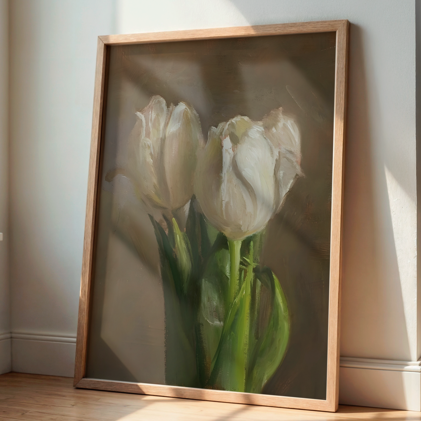 Vintage White Tulip Botanical Digital Prints | Grandmillenial Floral Painting | Modern Southern Wall Art | Printable Flowers Wall Decor