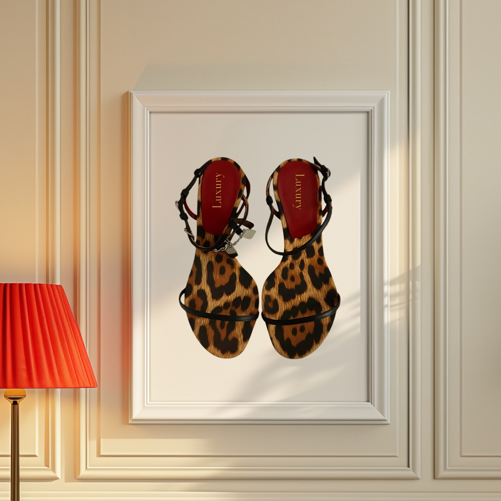 dior leopard and red high heels wall art poster prints