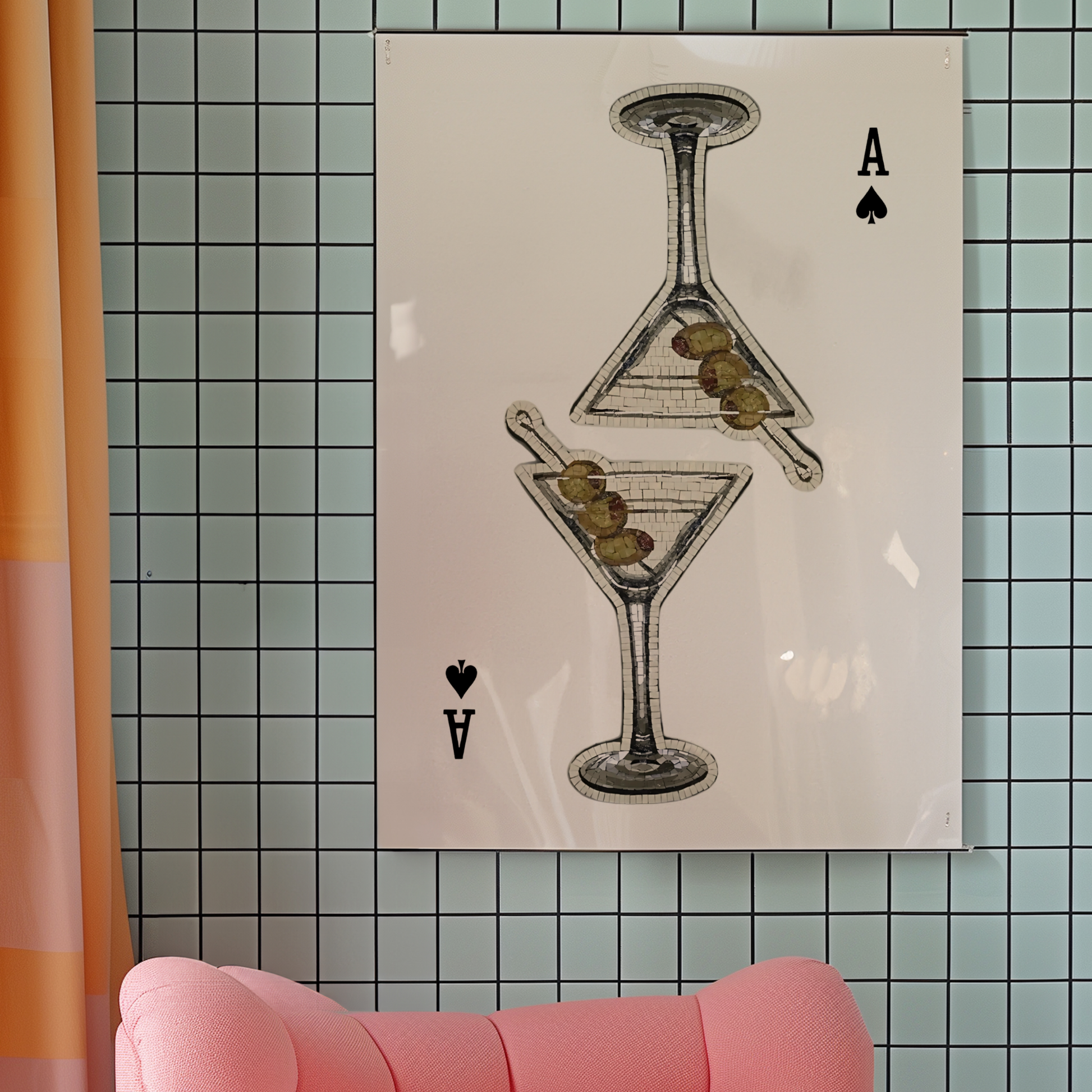 playing card martini wall art poster prints